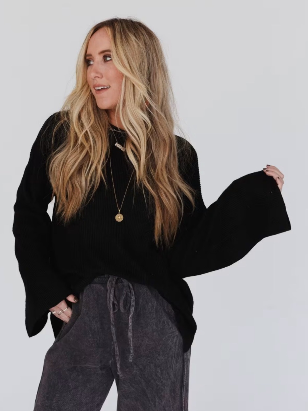 Three Bird Nest Tricks Up Her Sleeve Lightweight Oversized Sweater